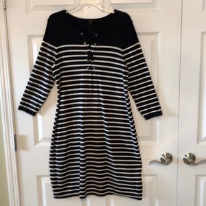 Talbots Navy and White Sweater Knit Dress